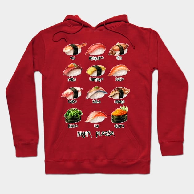 Nigiri, Please - Sushi Menu Hoodie by iKiska